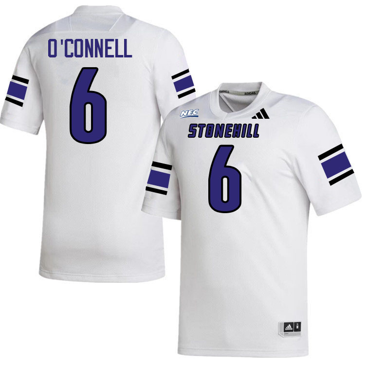 Stonehill Skyhawks #6 Jack O'Connell College Football Jerseys,Uniforms Stitched-White